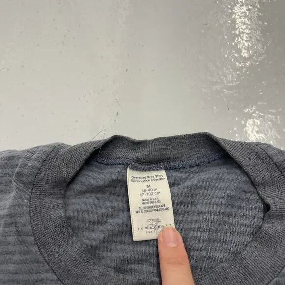 Vintage 90s Towncraft Grey Striped Blank Pocket T-Shirt - Picture 5 of 5